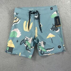Roark Board Shorts Mens 30 Blue Passage Surf Swim Beach Tropical‎ Unlined NEW